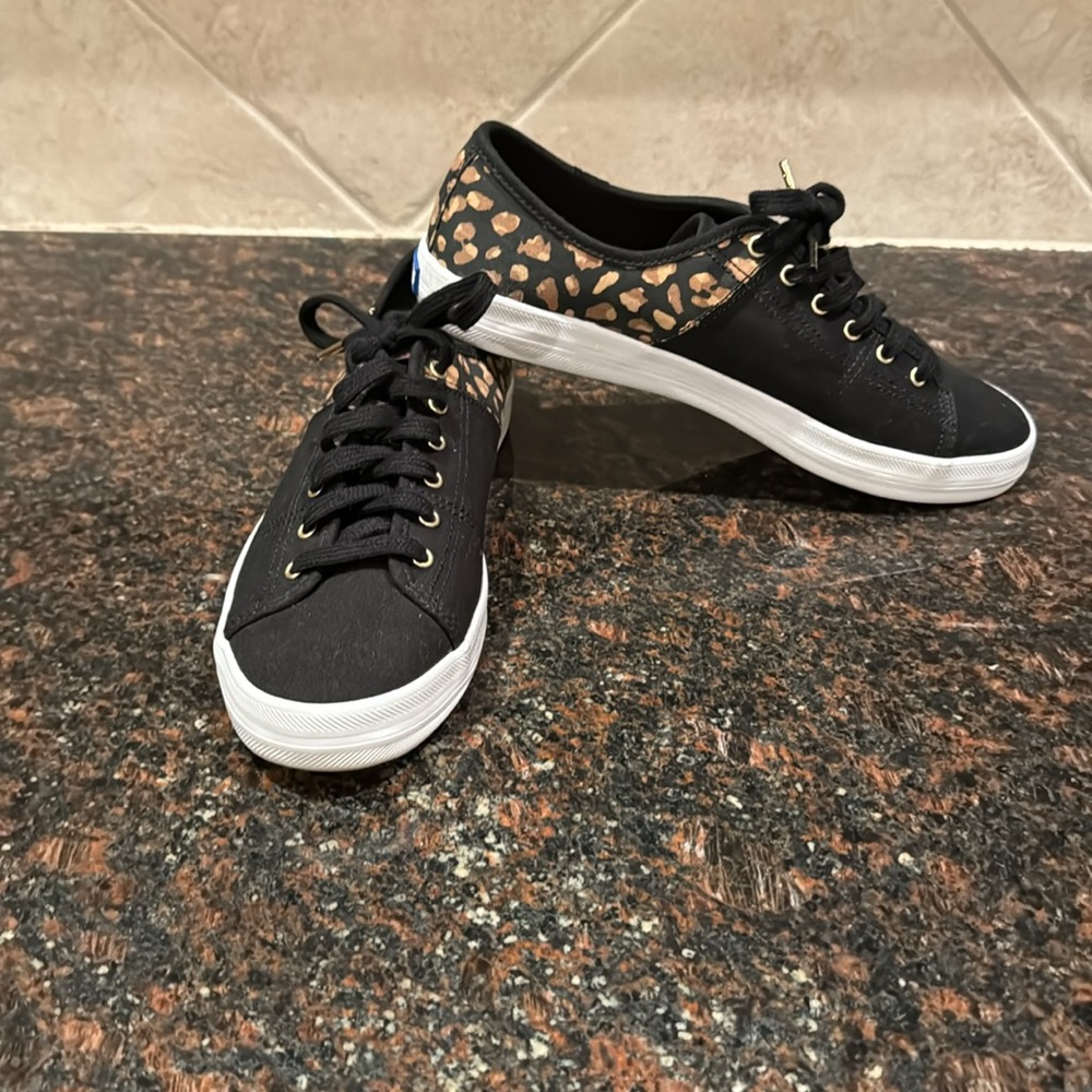 Keds Kickstart Sneakers Black with Leopard print Women’s 8